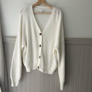 Cozy Off White Knit Button-Up Cardigan Sweater Womens large